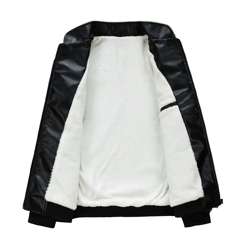Тёплая куртка из экокожи с флисовой подкладкой, размеры M–3XL