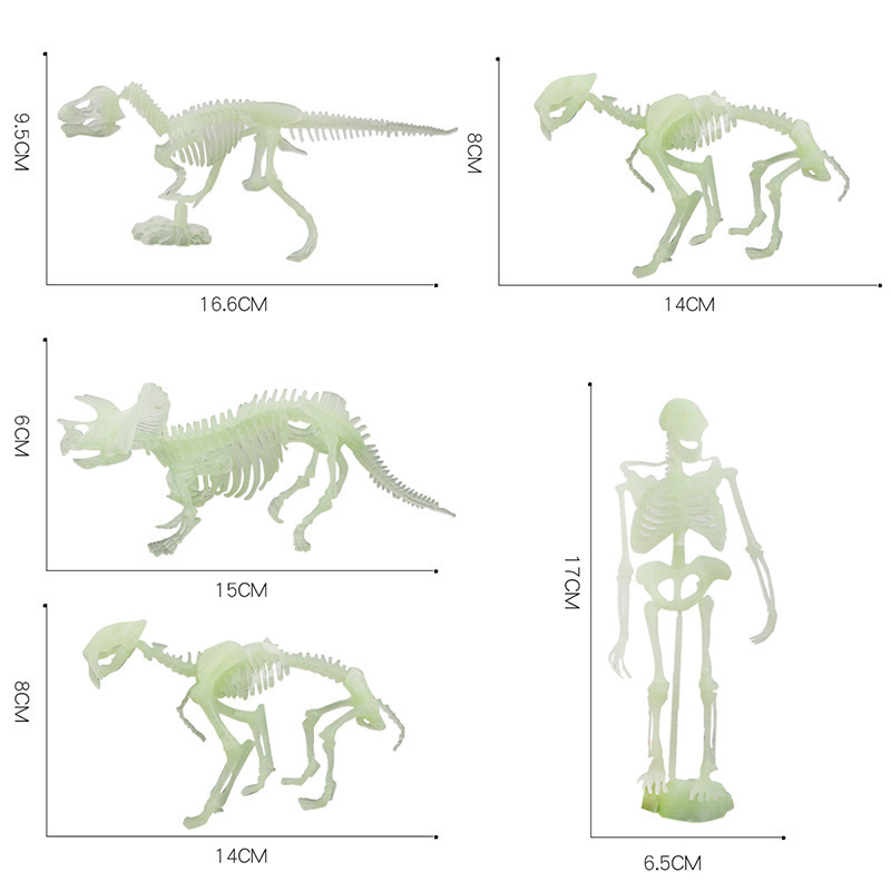 Simulación educativa para niños dinosaurio luminoso esqueleto modelo arqueológico juguete DIY ensamblado a mano fósil dinosaurio animal