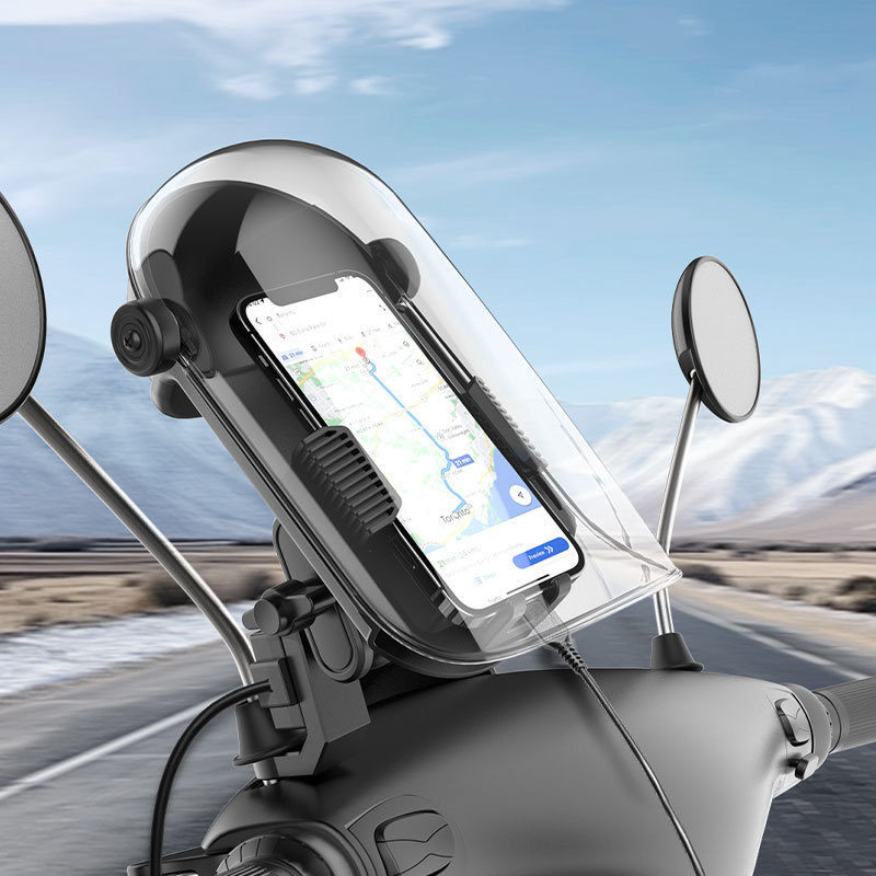Mobile Phone Waterproof Case, Electric Vehicle Delivery Rider Navigation Car Mount, Small Helmet, Dual-Use Phone Holder for Sunny and Rainy Days