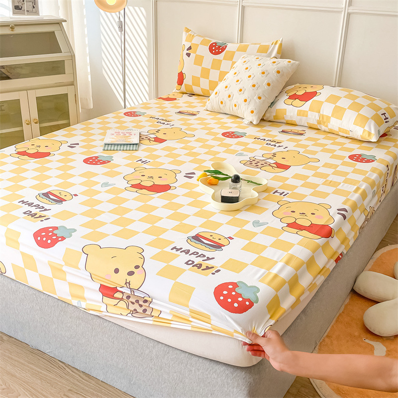 Cartoon 1.5m fitted sheet single piece bedspread bedspread Simmons dust cover fixed non-slip protective cover 1.8 generation hair
