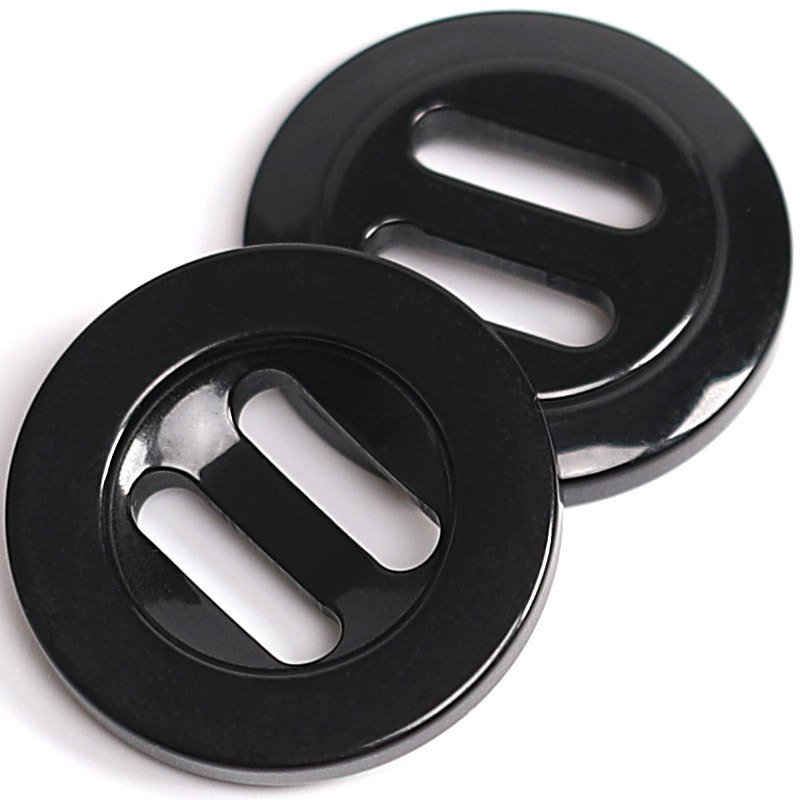 Round Long Eyes Button Men's and Women's Black White Two Eyes Ribbon Buckle Windbreaker Coat Woolen Coat Decorative Button