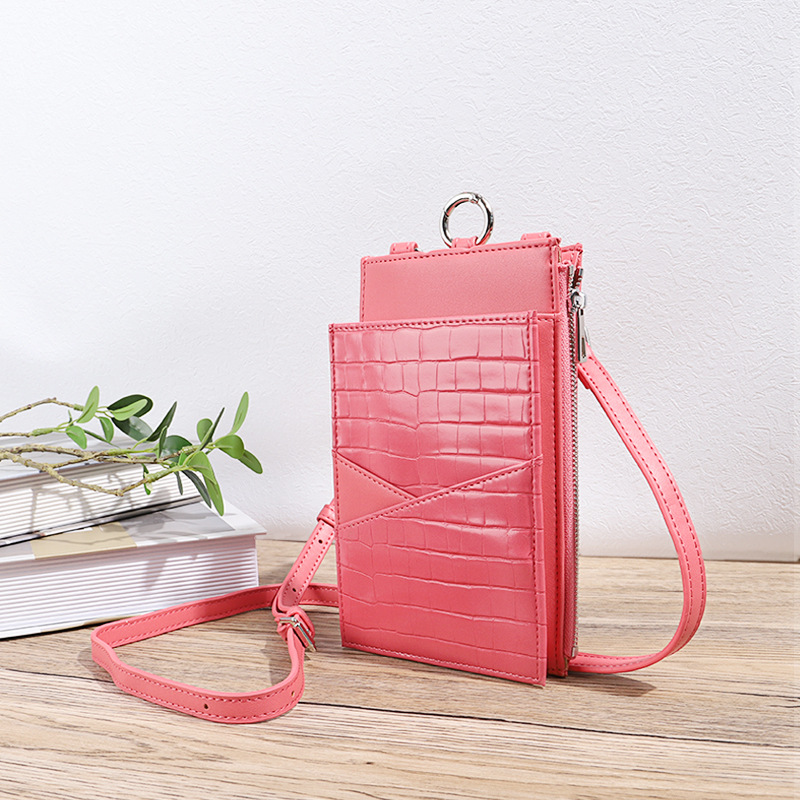 Bolsa de tendencia para teléfonos móviles con patrón de piedra en V. Bolsa de hombro de verano para mujeres. Bolsa de cambio móvil de moda ligera.