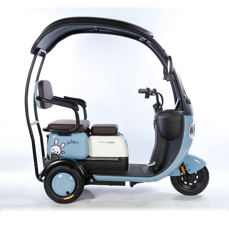 Triciclo eléctrico, scooter pequeño, coche doble para personas mayores, tranvía familiar, coche eléctrico de batería para niños