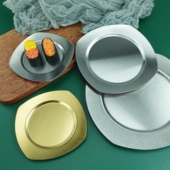 Ins Home High-end Stylish Stainless Steel Round Grass Hat Plate Nordic Style Sashimi Plate Wholesale