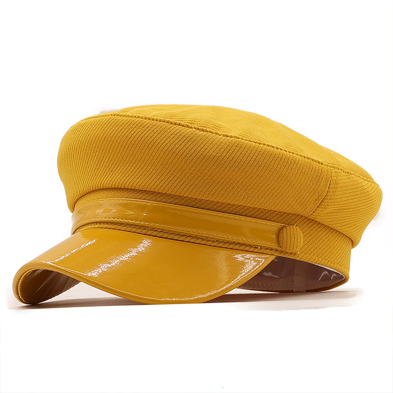 casual fashion PU leather solid color beret short brim cap wholesale nihaojewelrypicture6
