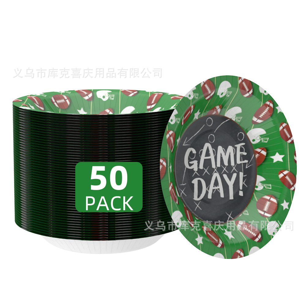 Amazon Super Bowl Party Decoration Rugby Plate de papel desechable tazas de papel bolos de bandera set globos