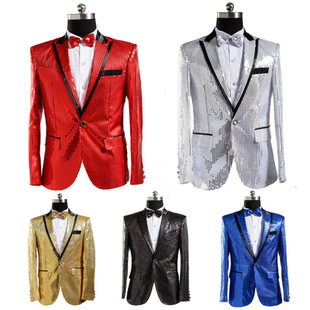 Gold and Silver Sequined Men's Suit Tops, Performance Jackets, Nightclub Singers, Host Photo Studio Photo Suits, Men's Suits