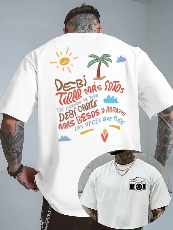 Bad Bunny Debi Tirar Mas Photo Dtfm Album T-Shirt Unisex Harajuku Style Short-Sleeve Casual Cotton T-Shirt