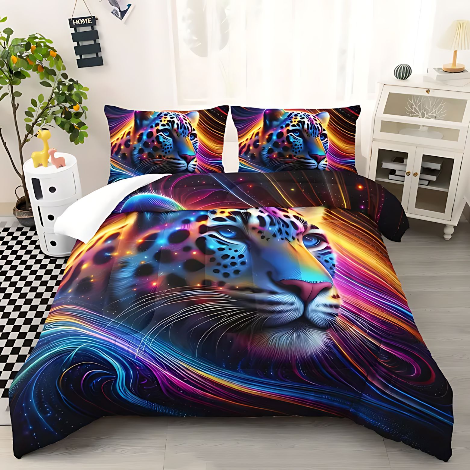 TEMU / JIT Amazon muchos animales lindos 3D impresión digital 180gms colcha set de ropa de cama