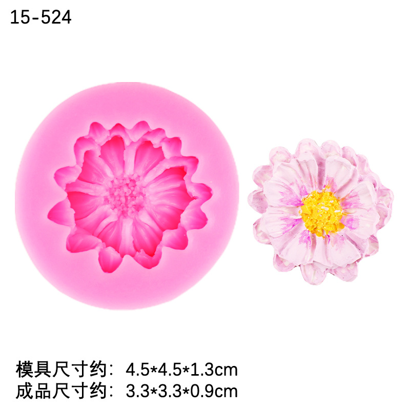 Xiangri Gui Daisy Molde de silicona Molde de pellizco de epoxi Tamaño de la flor Torta en forma de chocolate Decoración fondant