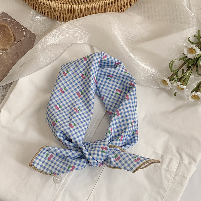 Bufanda de seda, bufanda cuadrada pequeña, nueva bufanda de seda literaria fresca, bufanda, bolso floral dulce, pañuelo en la cabeza, cinta para el cabello, serpentinas para el cabello