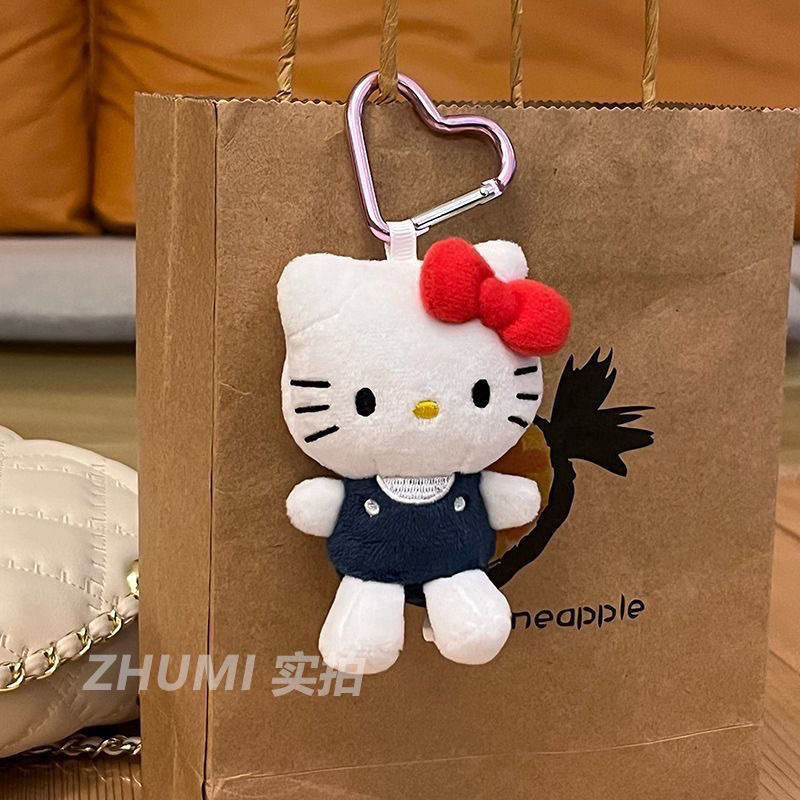 黑色草帽kitty帽宝宝挂件爱心扣公仔玩偶可爱赫本风挂饰钥匙扣|undefined