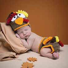 新款跨境货源新生儿摄影服装可爱婴儿拍照火鸡造型衣服套装+道具