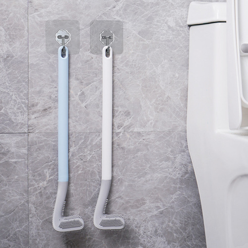Xiangjia Golf Toilet Brush Home Toilet Long Handle Soft Plastic Toilet Brush Wall-mounted No-Punch Cleaning Brush