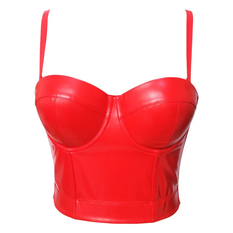 Europa y América chica caliente tubo de cuero artificial de piel de oveja camisola sujetador interior libre sexy belleza se reunieron Fishbone top
