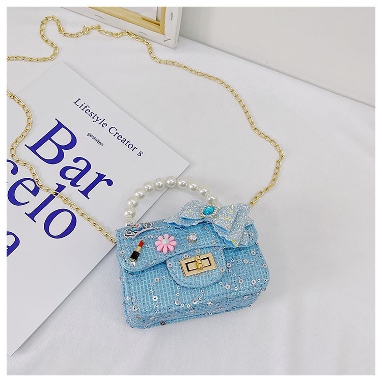 Girl'S Cloth Flower Bow Knot Cute Sequins Pearls Square Lock Clasp Crossbody Bag display picture 55