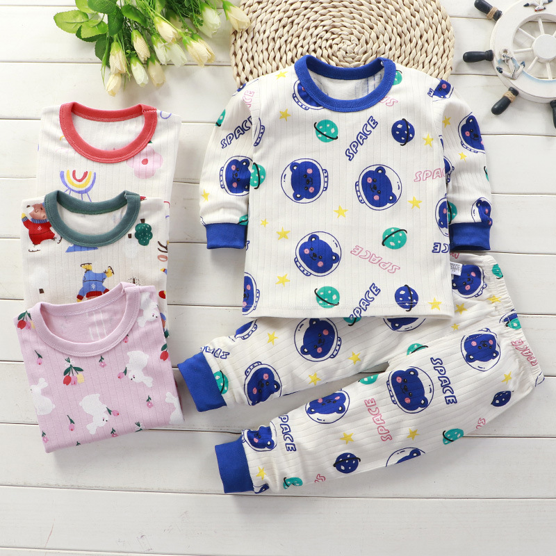Autumn and winter new children's home clothes set pure cotton baby underwear new autumn clothes long trousers set boys and girls pajamas