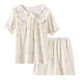 Pajamas Women's Summer Pure Cotton Double-Layer Cotton Yarn Cute Round Neck Home Clothes Short Sleeve Shorts Nightgown Loose Home Clothes