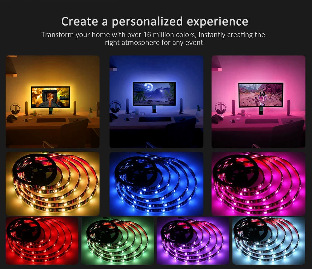 Заводская USB-лампа с 5В30 светодиодами 5050 RGB, цветная атмосферная подсветка для ТВ, гибкая мягкая световая планка