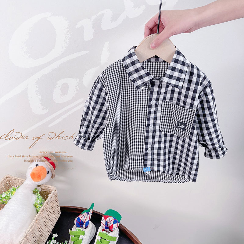 Camisa a cuadros para niños, primavera y otoño, camisa de manga larga de algodón puro para bebés, camisa holgada para niños, nueva ropa infantil para otoño 2025