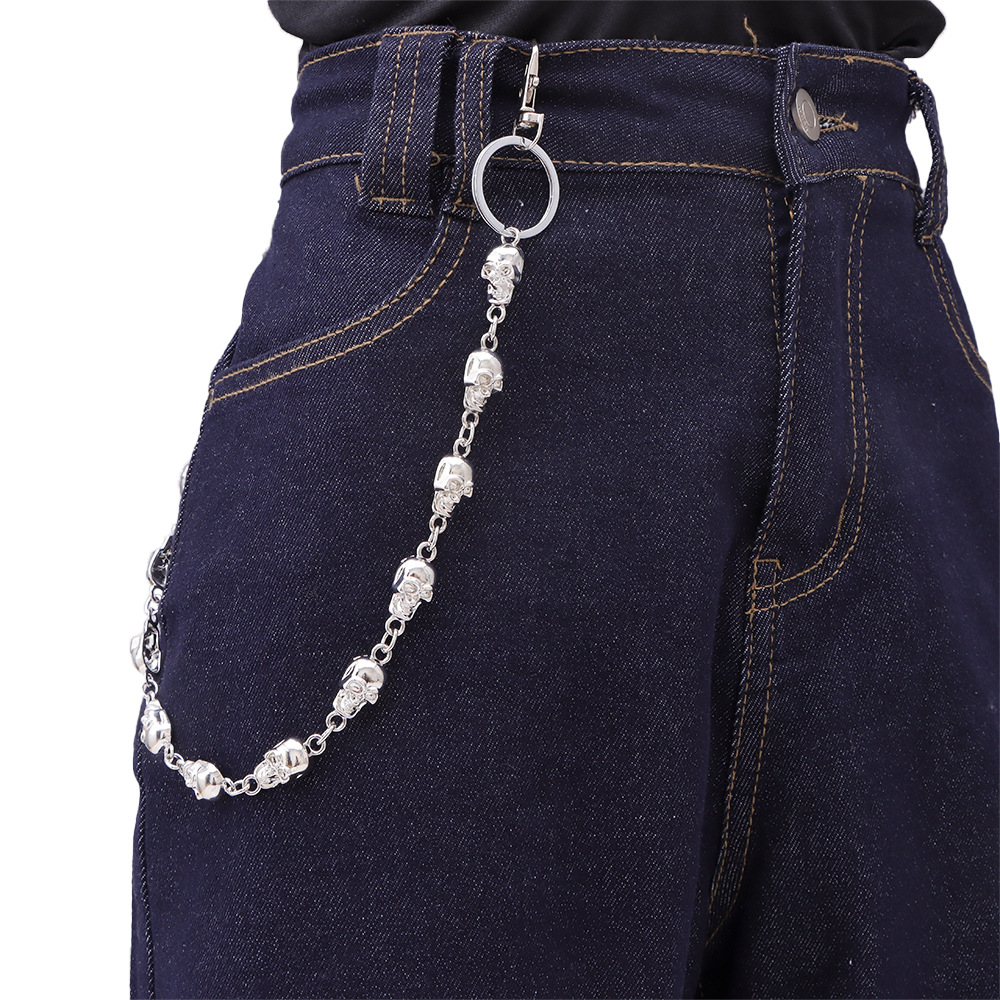Bestseller: Totenkopf-Hüftkette mit Geisterkopf-Motiv für Herren – Hip-Hop-Style, Metall-Hose_voghion.com