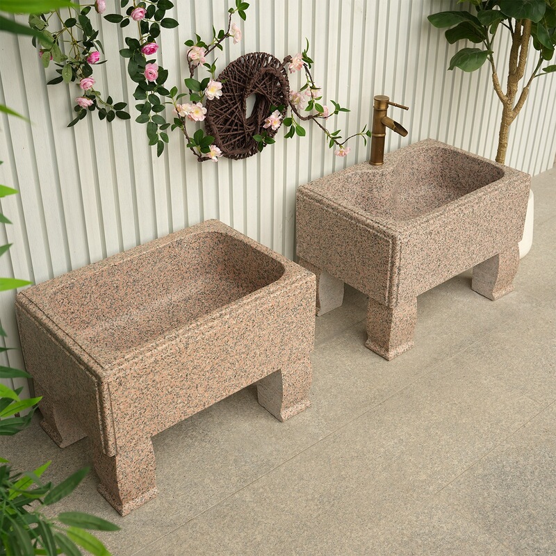 Special offer: Zhu Dan red marble mop sink, courtyard stone mop bucket, large outdoor mop washing basin Special offer: Zhu Dan red marble mop sink, courtyard stone mop bucket, large outdoor mop washing basin