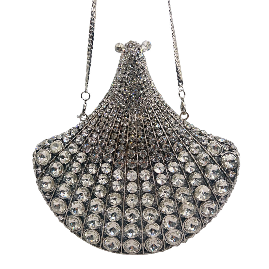 Clutch bag transfronterizo ventilador diamantes de diamante bolsas de banquete fiesta reunión anual bolsa de mano oro plata dura