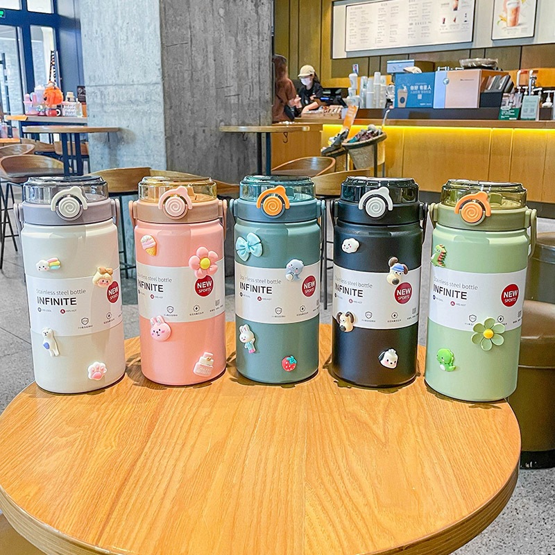 Nueva gran capacidad 304 taza de aislamiento térmico práctica taza de aislamiento de agua fría doble uso al aire libre regalo portátil de un botón para abrir la tapa