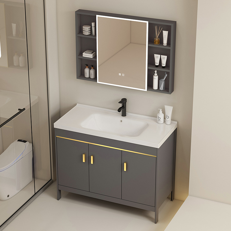 Baño espacio de aluminio tipo piso simple gabinete de baño combinación balcón todo en cerámica lavabo lavabo lavabo