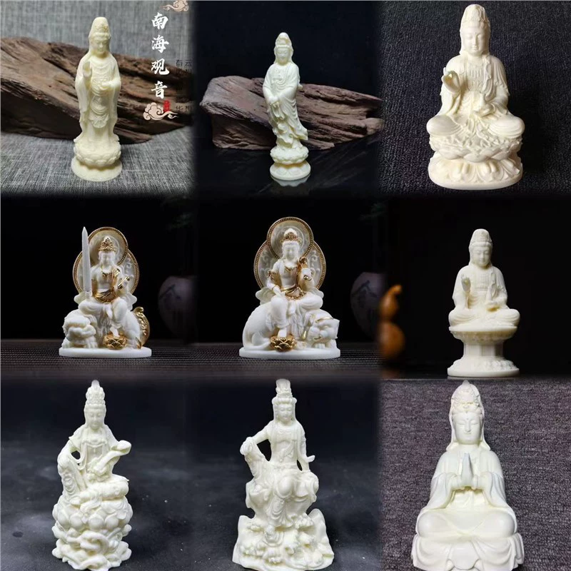 Резьба по слоновой кости Южного моря, Руи Гуаньинь, Манджушри и Сэмантабхадра Бодхисаттва, украшения для офисного стола на автомобиле.