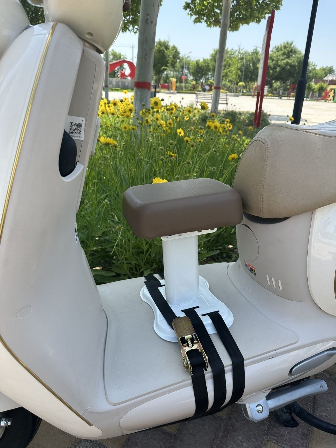 Electric Vehicle Child Seat, Baby Seat, Electric Scooter Child Seat with Armrests, Front-Mounted Child Seat Y90