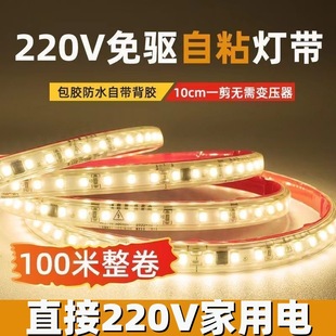 High voltage 220v self-adhesive led light strip soft cabinet display linear patch transformer-free linear waterproof light bar