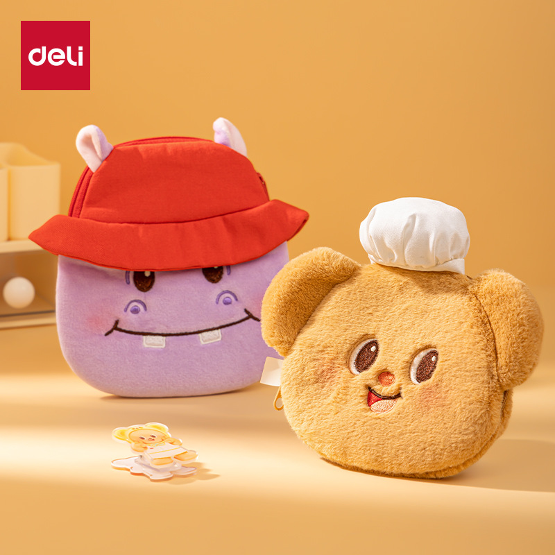 Deliky mantequilla Bear monedero de cambio auténtico púrpura hipopótamo mujer bolsa de almacenamiento de lápiz labial lindo botón