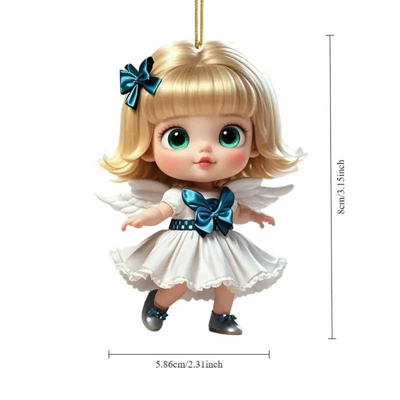 Cross-border nuevo lindo ángel acrílico colgante espejo retrovisor de automóvil colgante plano decoración de regalos de vacaciones