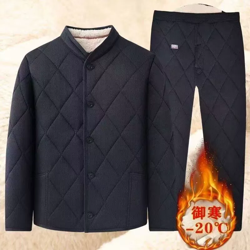 Зимой пожилой папа хлопчатобумажный верблюжий бархатный набор