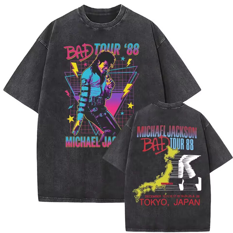 Vintage Washed '88 Michael Jackson Bad Tour T-Shirt, Popular '80s Concert Tee