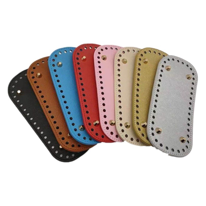 DIY Bag Bottom Accessories Wholesale Hardware Leather Base Pu Cross Pattern 18* 8cm Oval with Nail Bag Bottom