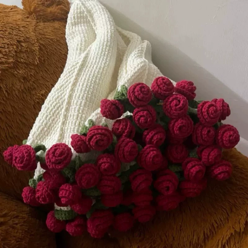 УТКВ набор из тканой стеганой простыни — комплект handmade букета пледа, 80 см, пряжа молочно-карамельного цвета