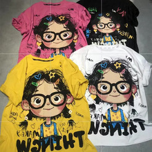 夏季中长款时尚休闲圆领上衣300斤大码胖MM宽松显瘦印花短袖T恤女