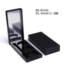 现货8210A哑黑三色眼影盒翻盖长方形带镜子刷位眼影盒厂家批发
