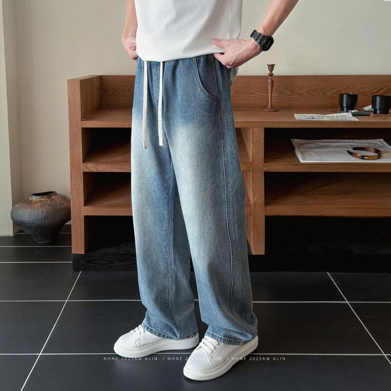 American Retro Trendy Brand Three-Dimensional Bamboo Pattern Summer Washed Vintage Jeans for Men, Loose Fit, Large Size, Casual Straight-Leg Pants American Retro Trendy Brand Three-Dimensional Bamboo Pattern Summer Washed Vintage Jeans for Men, Loose Fit, Large Size, Casual Straight-Leg Pants