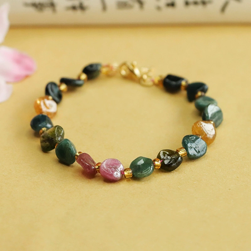 Браслет из натурального турмалина Ai Yu, разноцветный, с нерегулярными камнями, оптовая продажа от производителя, дропшиппинг S3092207