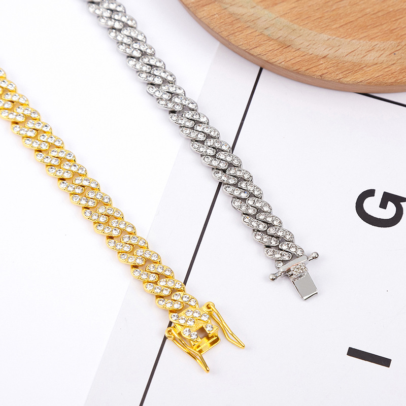 9mm Single Row Diamond Hip Hop Cuban Necklace for Men with Design Sense 2022 New INS Style Versatile Bracelet_voghion.com