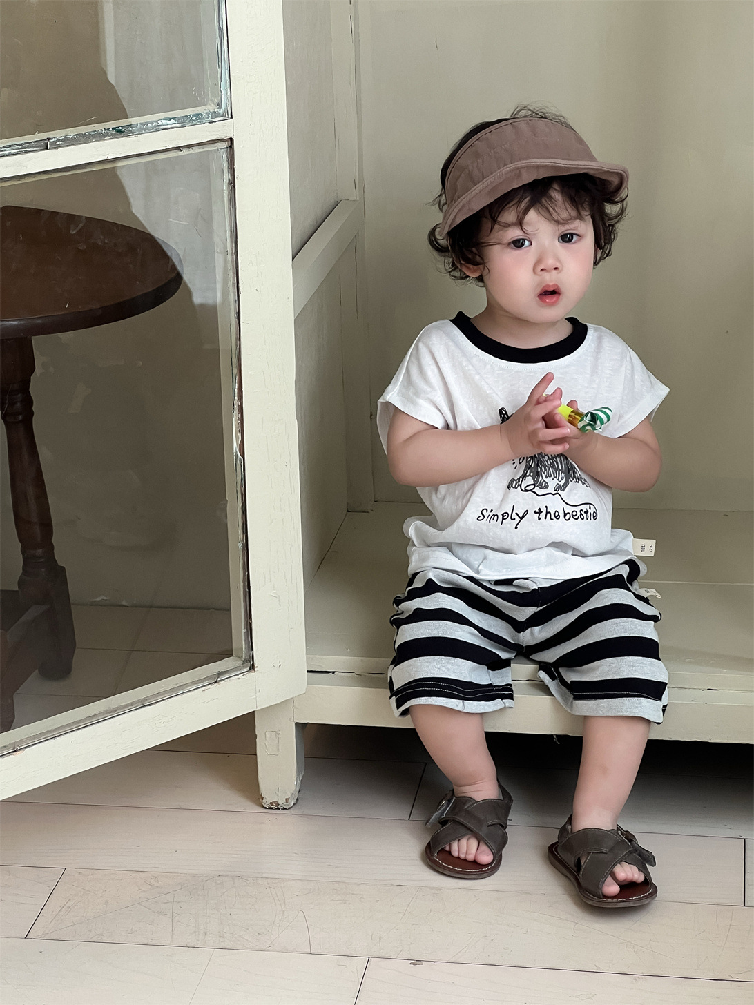 Traje para niños estilo fino de verano ropa para niños coreanos traje de manga corta con estampado de niños y cachorros ropa de bebé verano nuevo estilo image 4