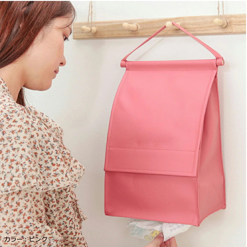 PU leather diaper wall-mounted storage bag customized baby diaper storage bag Korean style fresh towel storage bag
