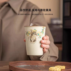汝窯萌猫はすぐにコーラカップの家庭用大型陶磁器でお茶を入れます。