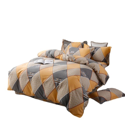 2024 Autumn/Winter 100% Cotton Thick Fleece Pure Cotton Quilt Set with Four Pieces Simple Bedspread and Sheet Home Textile Gift Wholesale