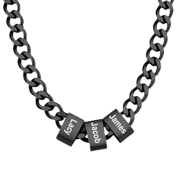 Etsy Cross-Border Hot-Selling Stainless Steel Laser-Engraved Necklace European and American Men's Engraved Name Jewelry Hip-Hop Letters