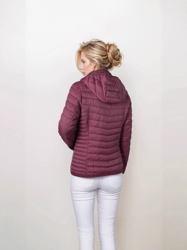 女性のファッション超軽量パッド入り綿パッド入りジャケット女性ソリッドカラー軽量暖かいコート取り外し可能なフード収納袋付き|undefined
