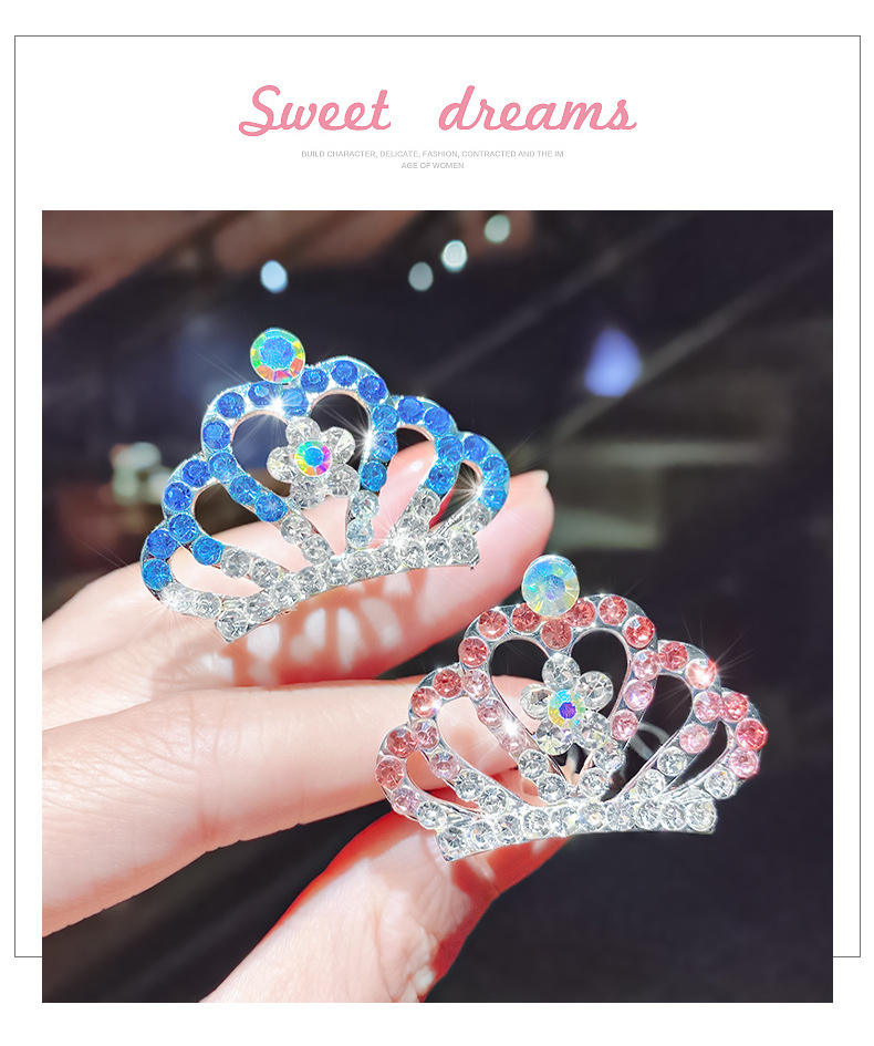 Korean Comb Diamond Crown Rhinestone Hairpin display picture 7